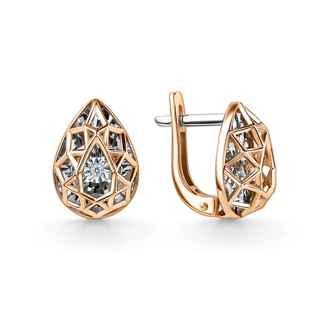 Серьги из золота 585 с бриллиантом