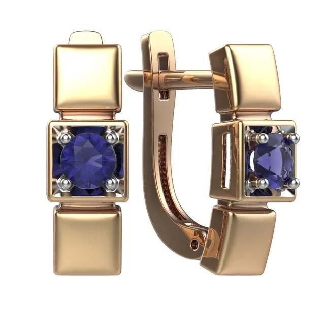Серьги из золота 585 с сапфиром
