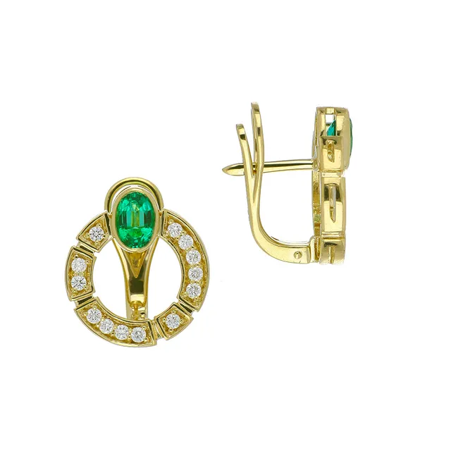 Серьги из золота 585 с изумрудом