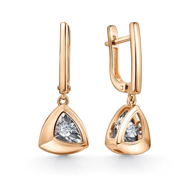 Серьги из золота 585 с бриллиантом