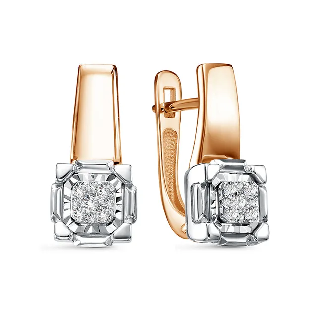 Серьги из золота 585 с бриллиантом