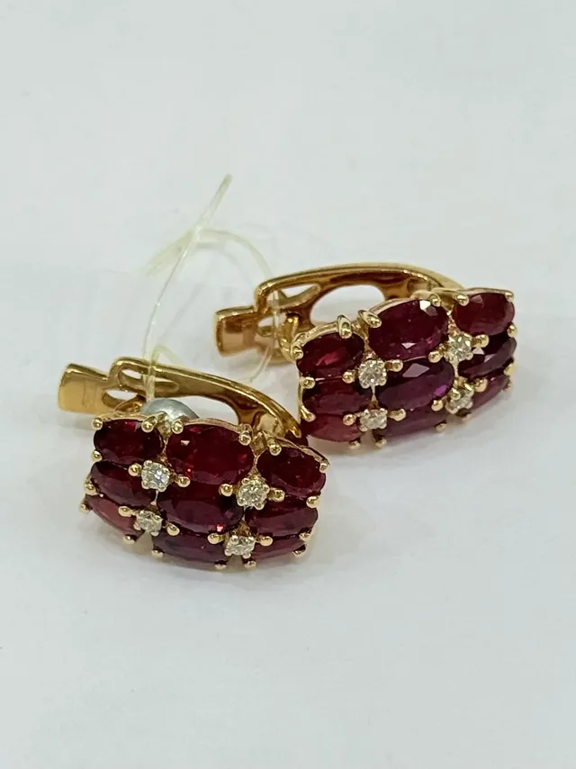 Серьги из золота 585 с рубином