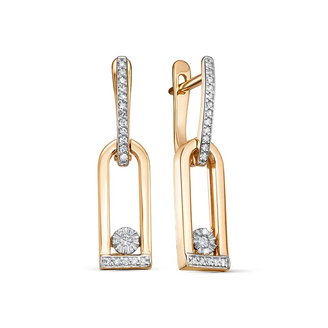 Серьги из золота 585 с бриллиантом