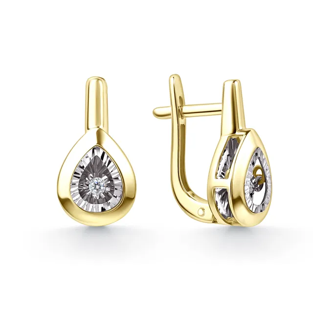 Серьги из золота 585 с бриллиантом