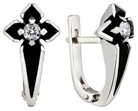 Серьги из золота 585 с бриллиантом