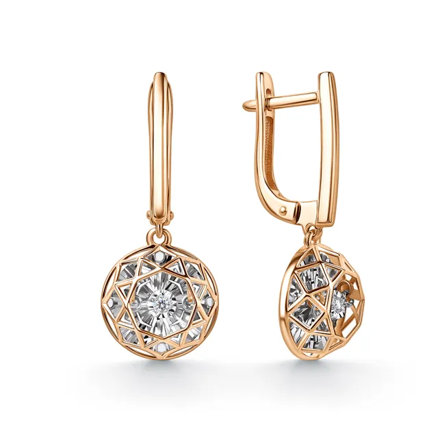 Серьги из золота 585 с бриллиантом