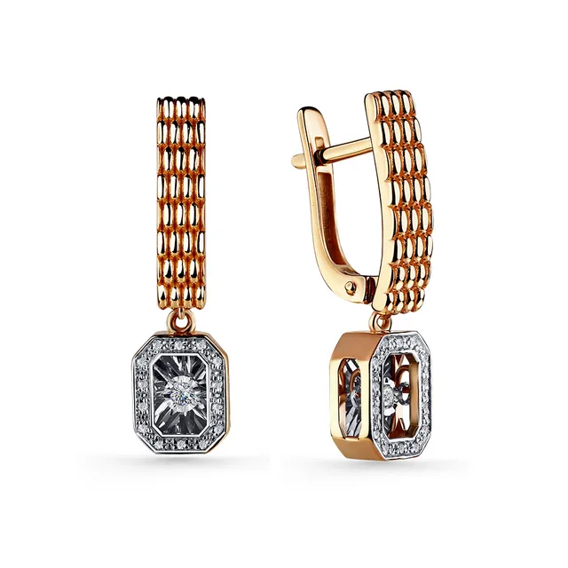 Серьги из золота 585 с бриллиантом