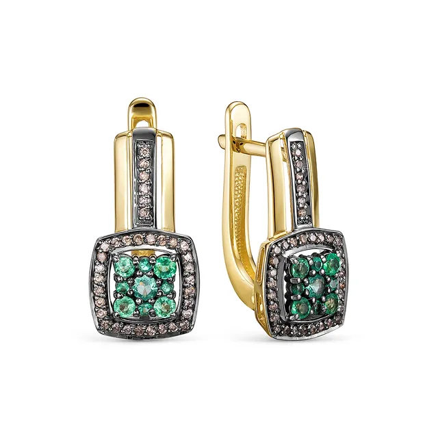 Серьги из золота 585 с изумрудом