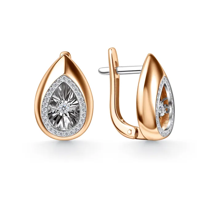 Серьги из золота 585 с бриллиантом