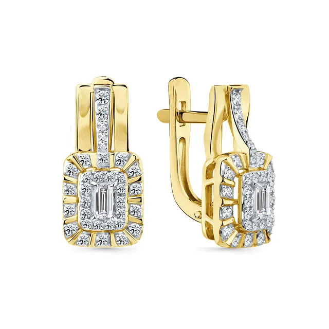 Серьги из золота 585 с бриллиантом
