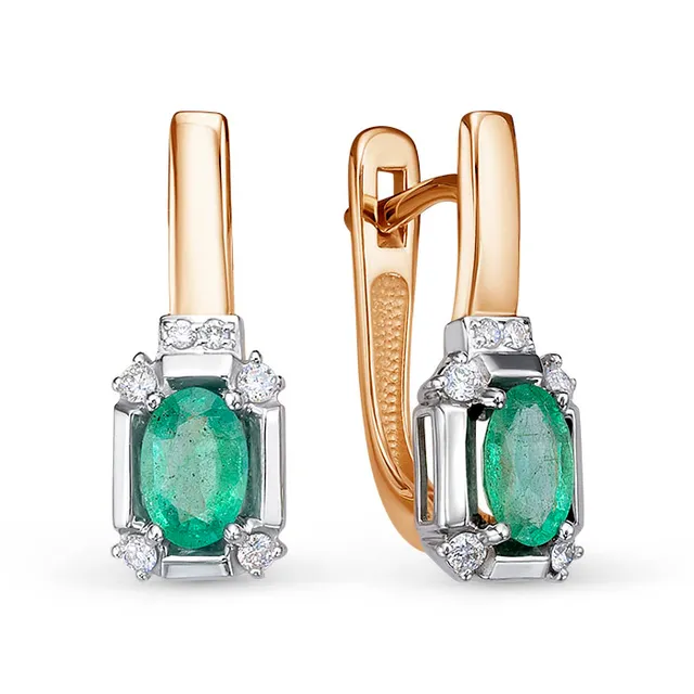 Серьги из золота 585 с изумрудом