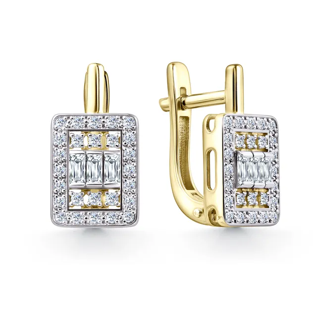 Серьги из золота 585 с бриллиантом