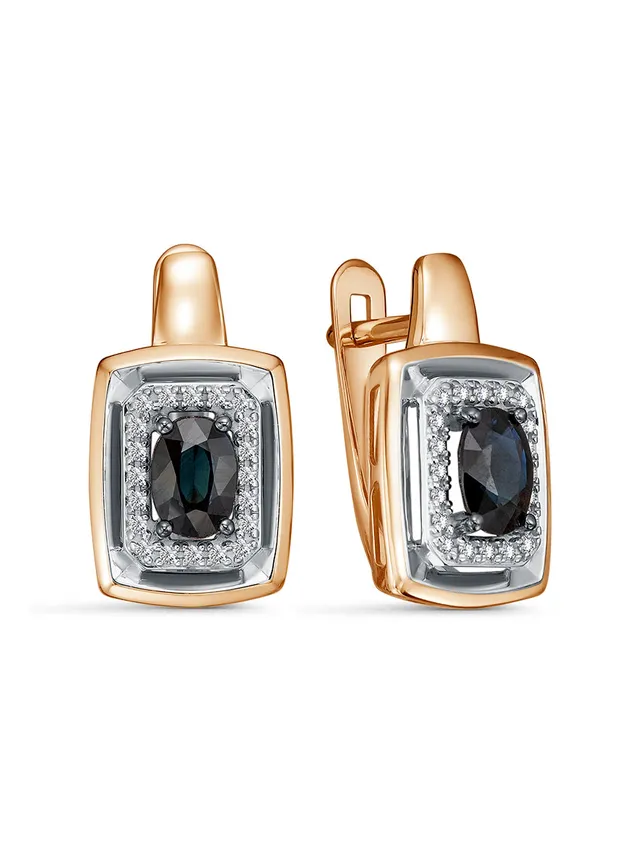 Серьги из золота 585 с сапфиром