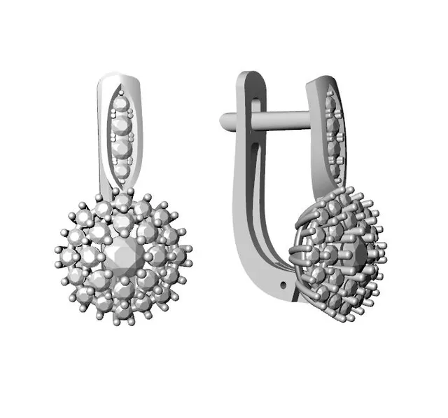 Серьги из золота 585 с бриллиантом