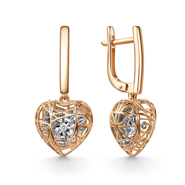 Серьги из золота 585 с бриллиантом
